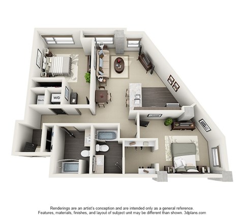 1600 Vine_B3 Two Bedroom Floor Plan